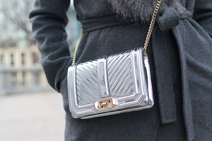 Garnet Hill Belted Faux Fur Collar Coat + Rebecca Minkoff Small Love Crossbody + Gap True Skinny Ankle Jeans