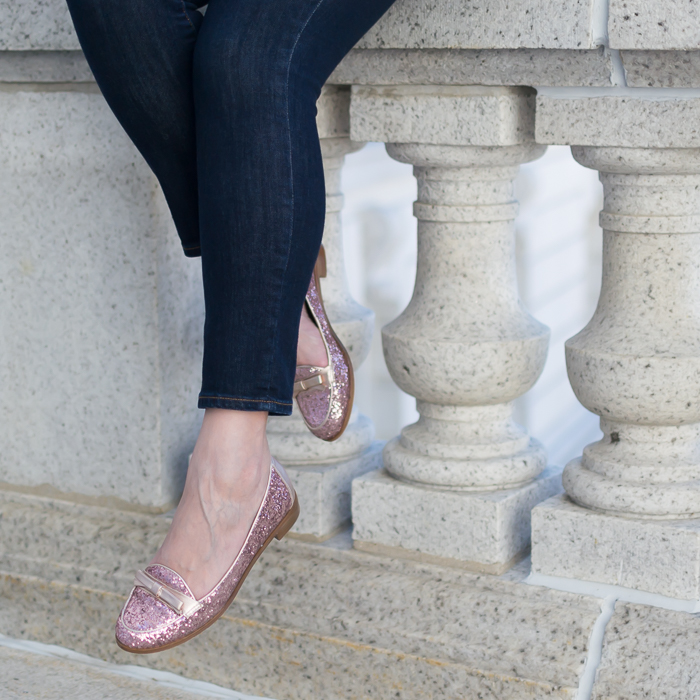 Kate Spade glitter loafers