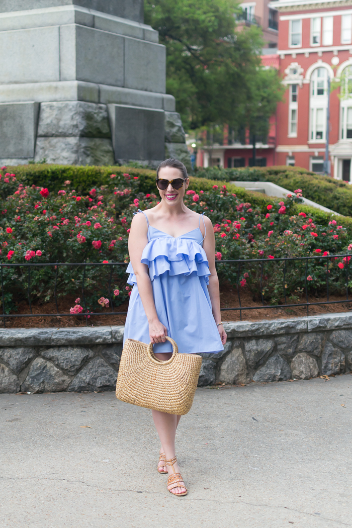 Zara Strappy Dress with Frills + Sea & Grass Market Tote :: Bedknobs & Baubles