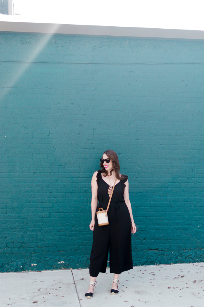 New Look Ruffle Strappy Jumpsuit + Paravel Crossbody Capsule