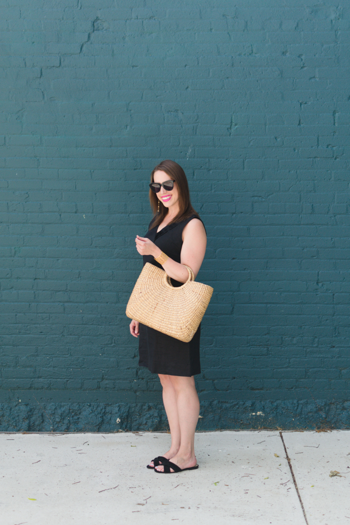 Garnet Hill Linen Pleated Surplice Dress